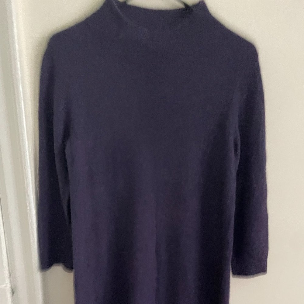 Mock Neck Cashmere Purple Mini Dress